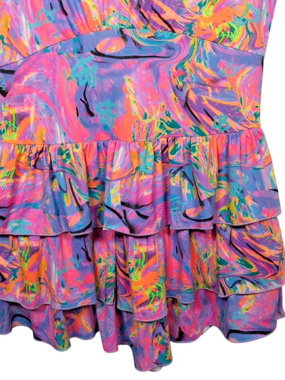 Lisa Blue Call Of The Whale Dress AUS UK 14 US 10 Beach Ruffle Psychedelic Swirl - Picture 11 of 16